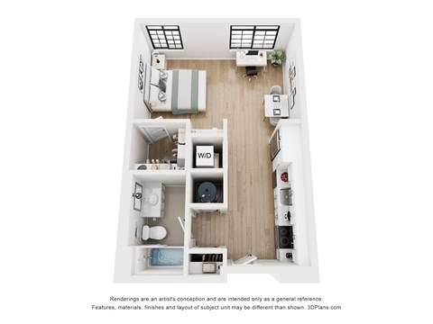 Gulfstream Floor Plan | 546-701 Sq. Ft. at Aviator Lofts, Newport News, VA 23602